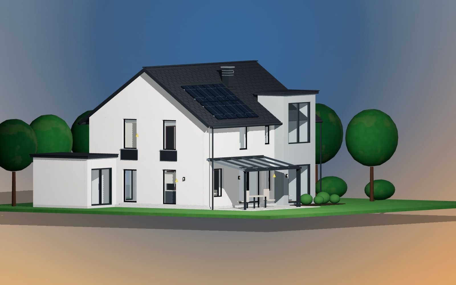 Architecture & Space example: PV house with glass canopy