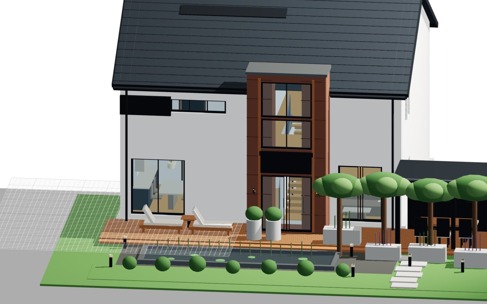 Residential architecture: Gable house with stone tower