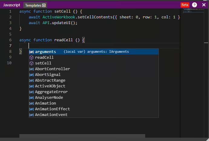 Spreadsheet scripting example