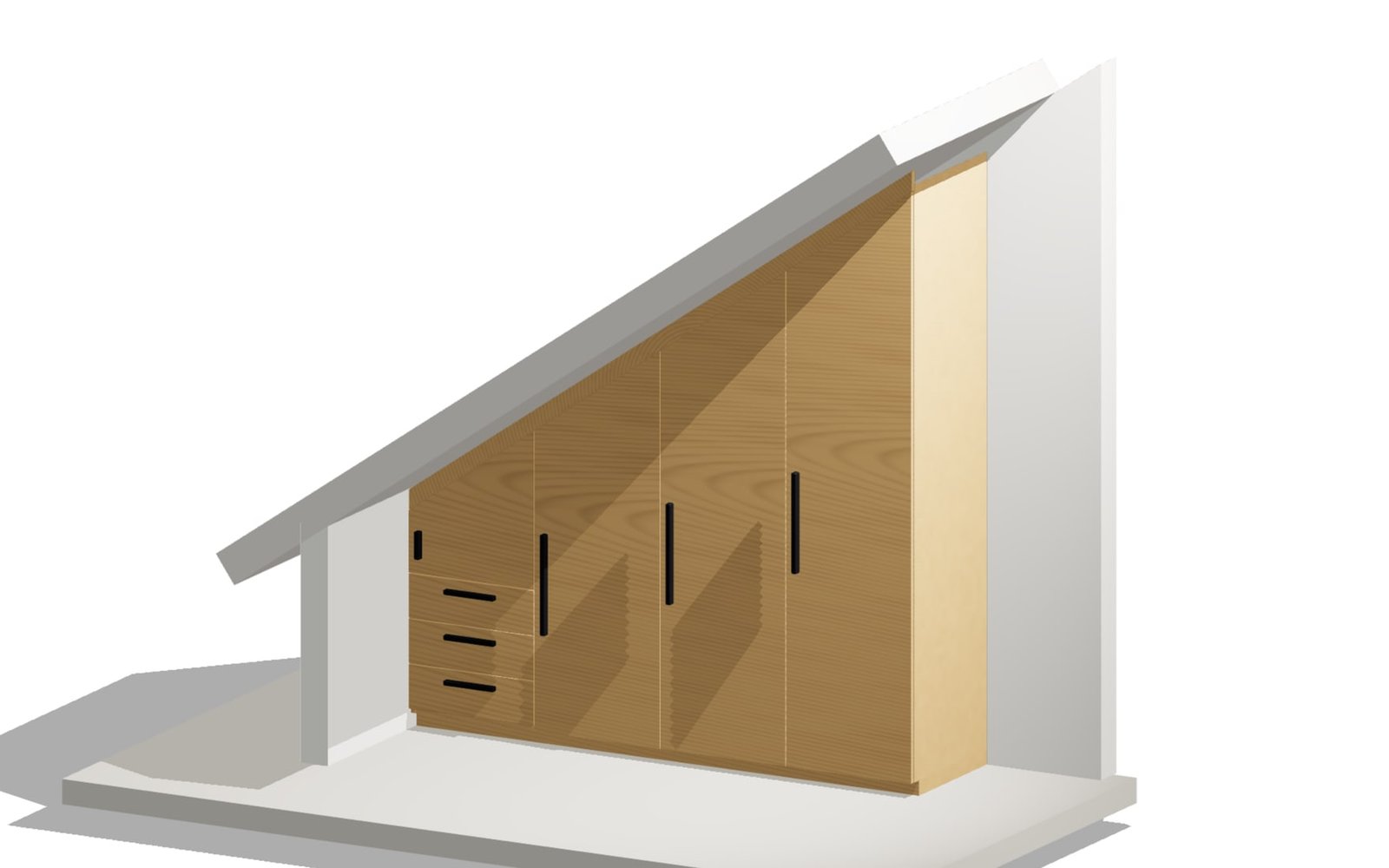 Furniture & Interior example: Cabinet run under a sloping ceiling