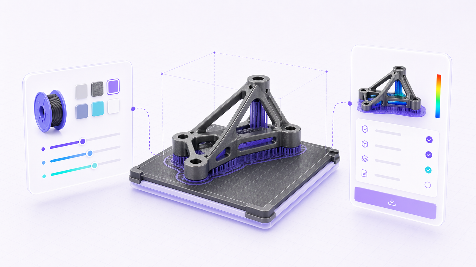 3D print configurator with material and printability cards
