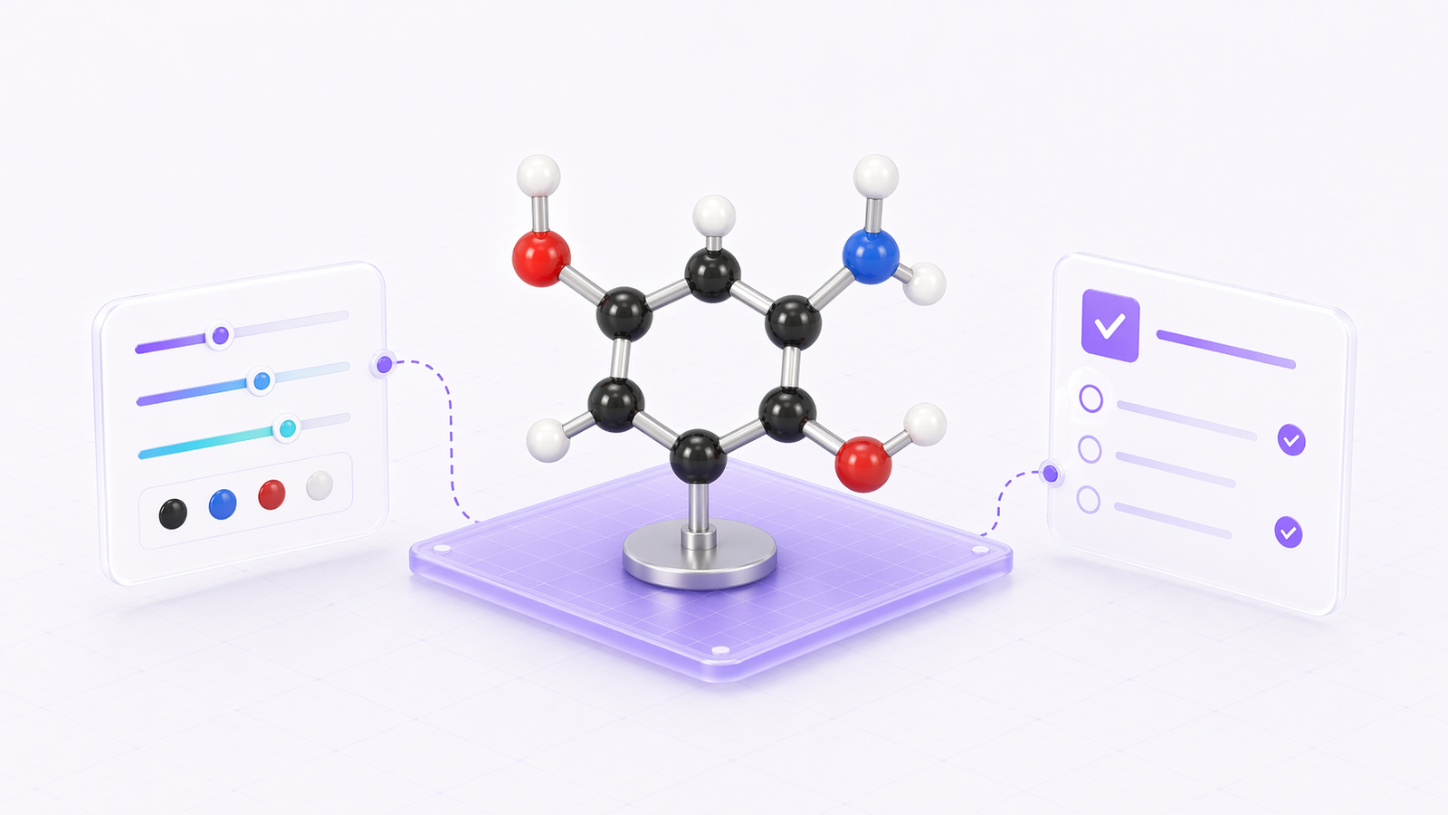 Interactive science model with learning controls and check cards