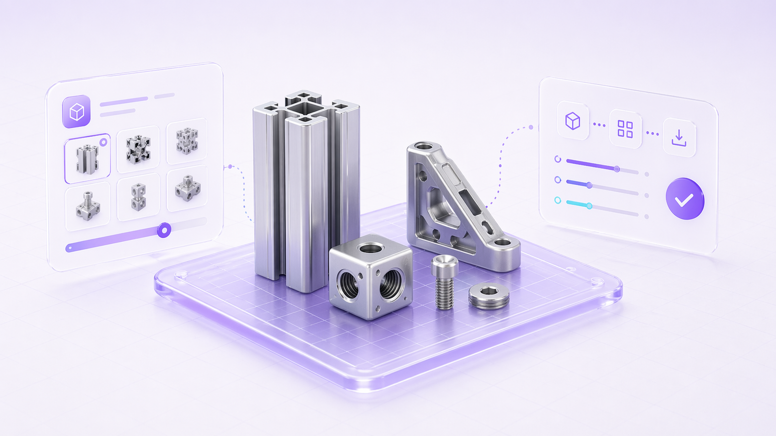 Reusable industrial component kit with variant and export cards